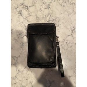 Wilson Black Leather Zipper Closure Wallet Purse Clutch Bro Sack w/o strap